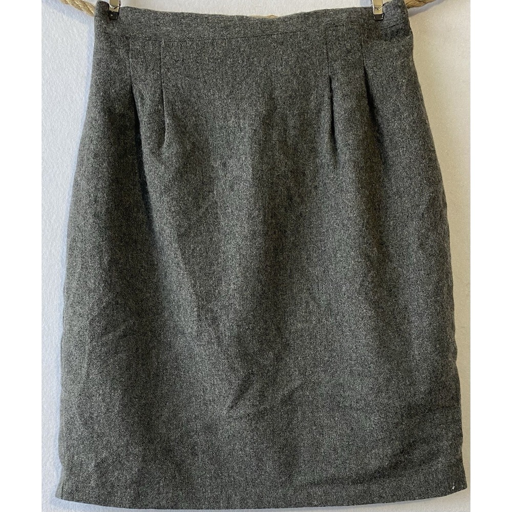 VTG Requirements Skirt Wool Blend Gray Straight Above Knee Lined 12 Womens